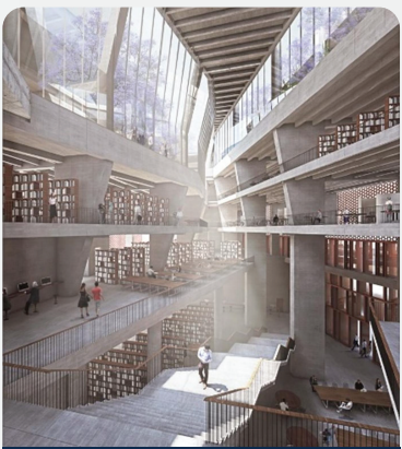 Exposed fair face concrete interior at Thapar University