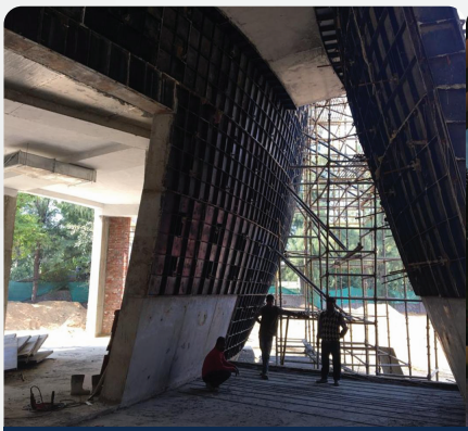 Curved wall formwork for a private villa in Delhi