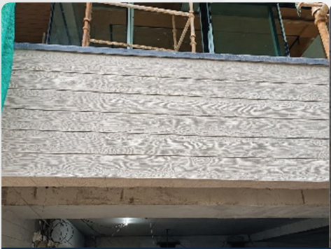 Wooden pattern texture concrete surface for a private villa project