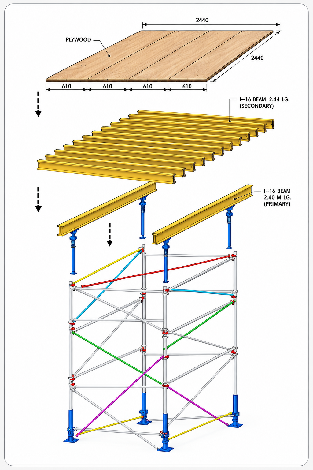 HDT tower frame and plywood assembly drawing