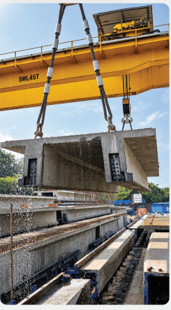 TT girder lifted by overhead crane