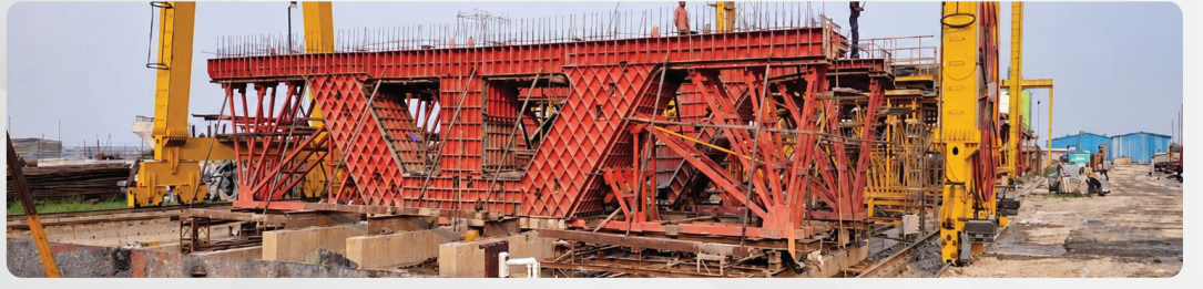 Red segmental formwork mould casting project