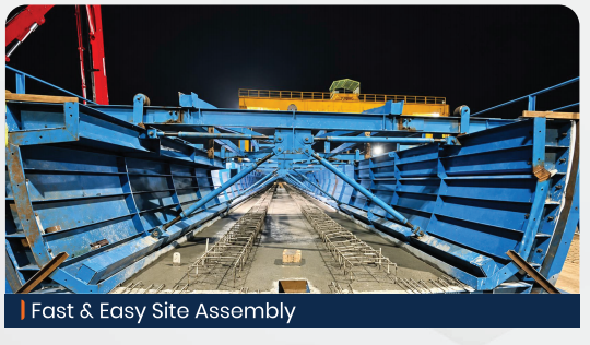 U-Girder fast and easy site assembly at night