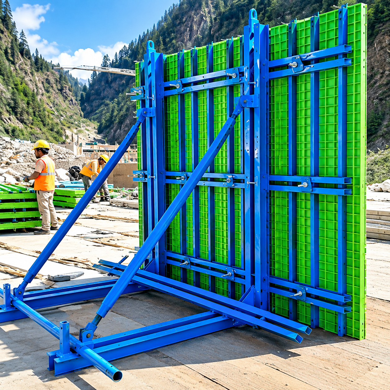 External dummy construction image for an installed frame support