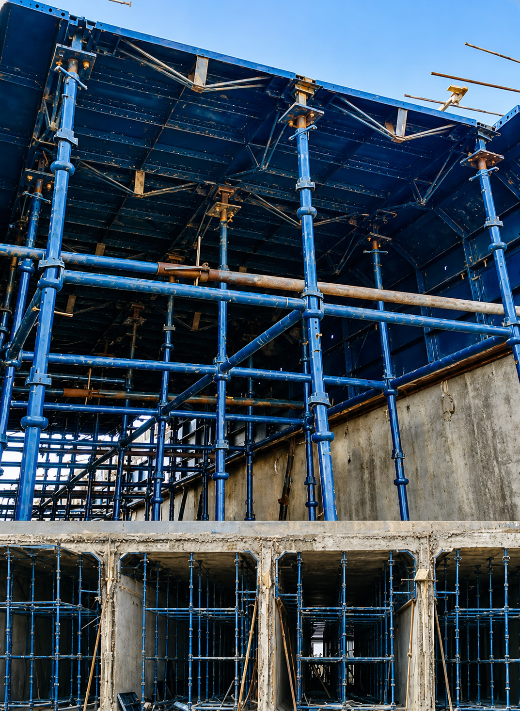 External dummy building image for an installed slab support system