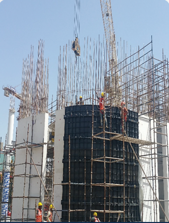 Large ID steel formwork panels at the RCC Gurgaon project