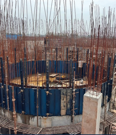 Circular steel formwork at the STP Panvel project